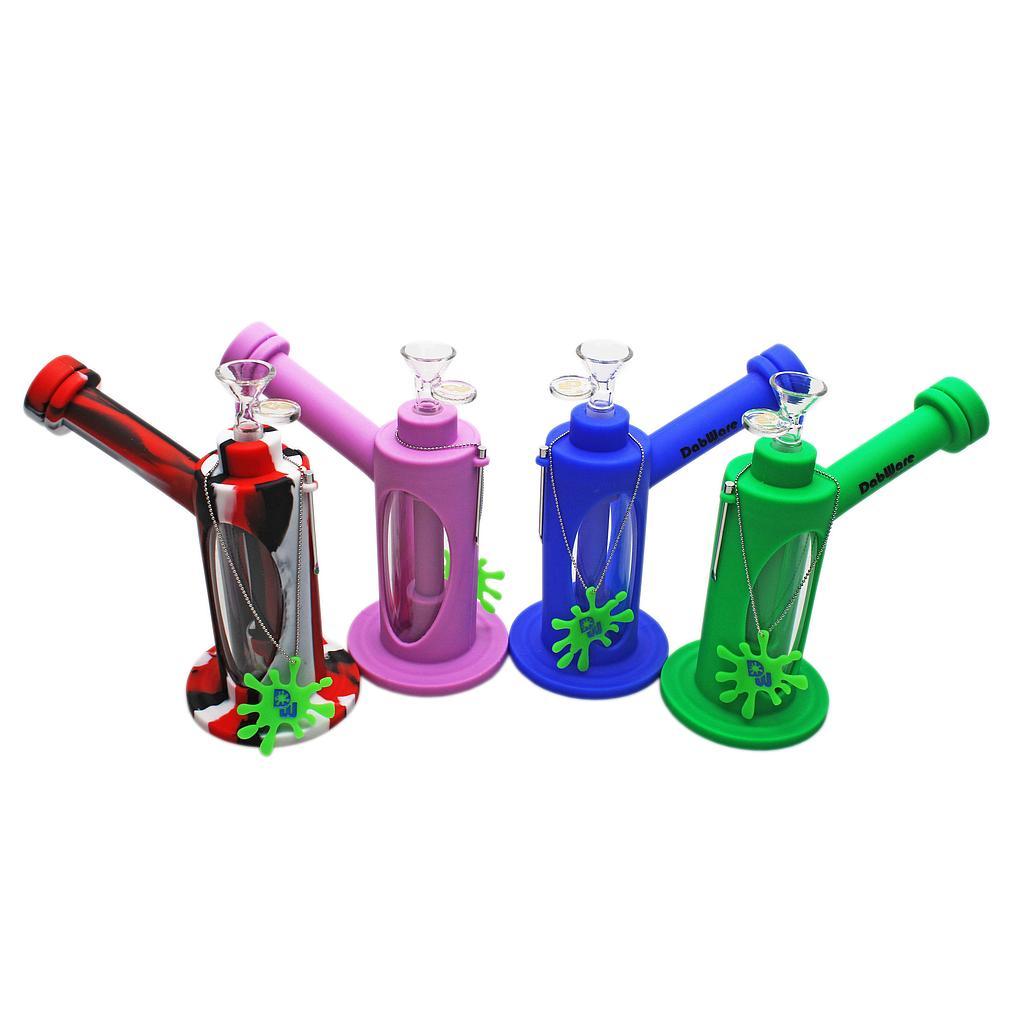 Hybrid Bubbler - Silicone & Glass - Dabware Platinum 8" Sidecar