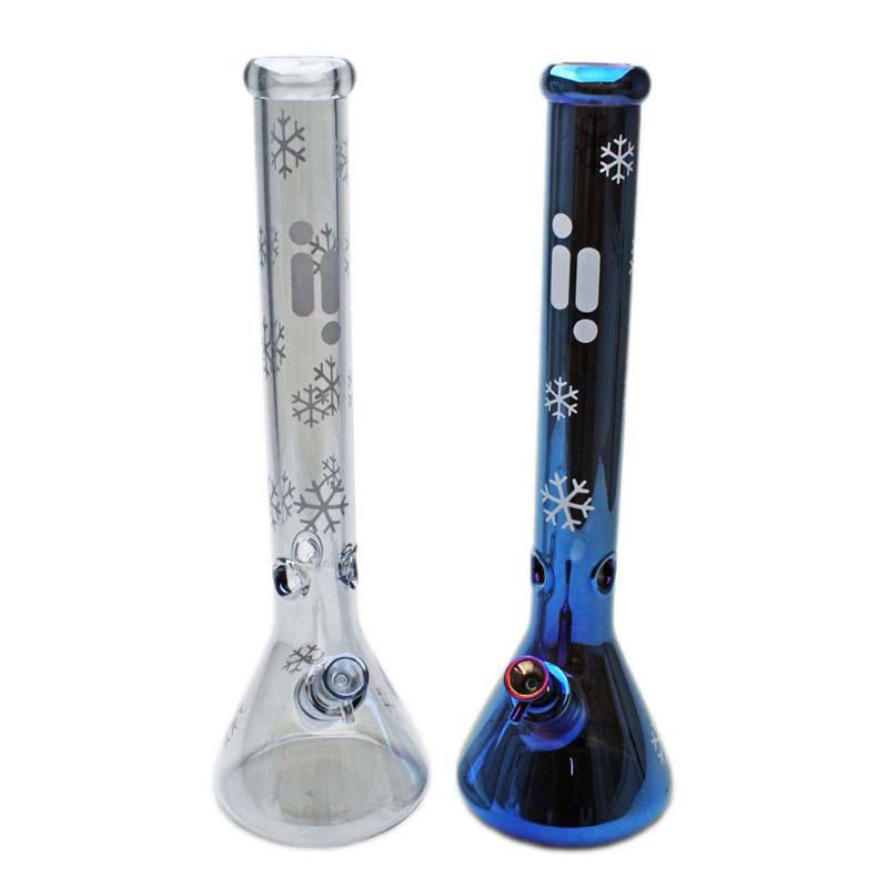 Glass Bong - 18" 7mm Beaker Chrome Snowflake