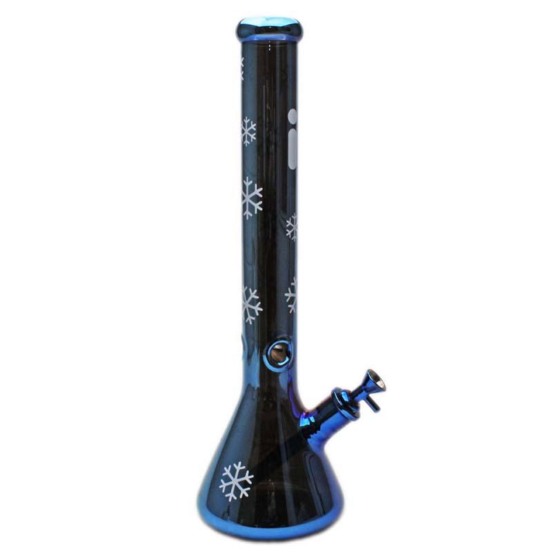 Glass Bong - 18" 7mm Beaker Chrome Snowflake
