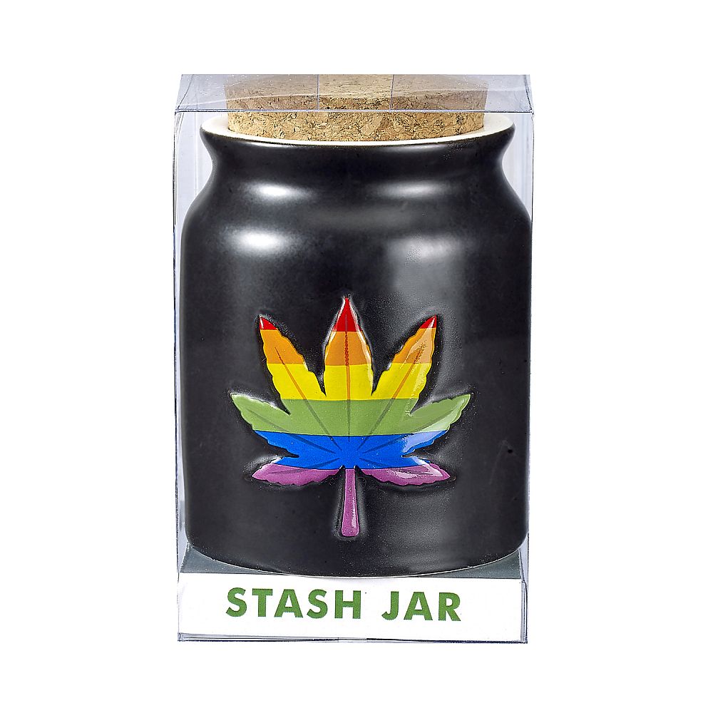 Storage Jar Rainbow Leaf Stash Jar