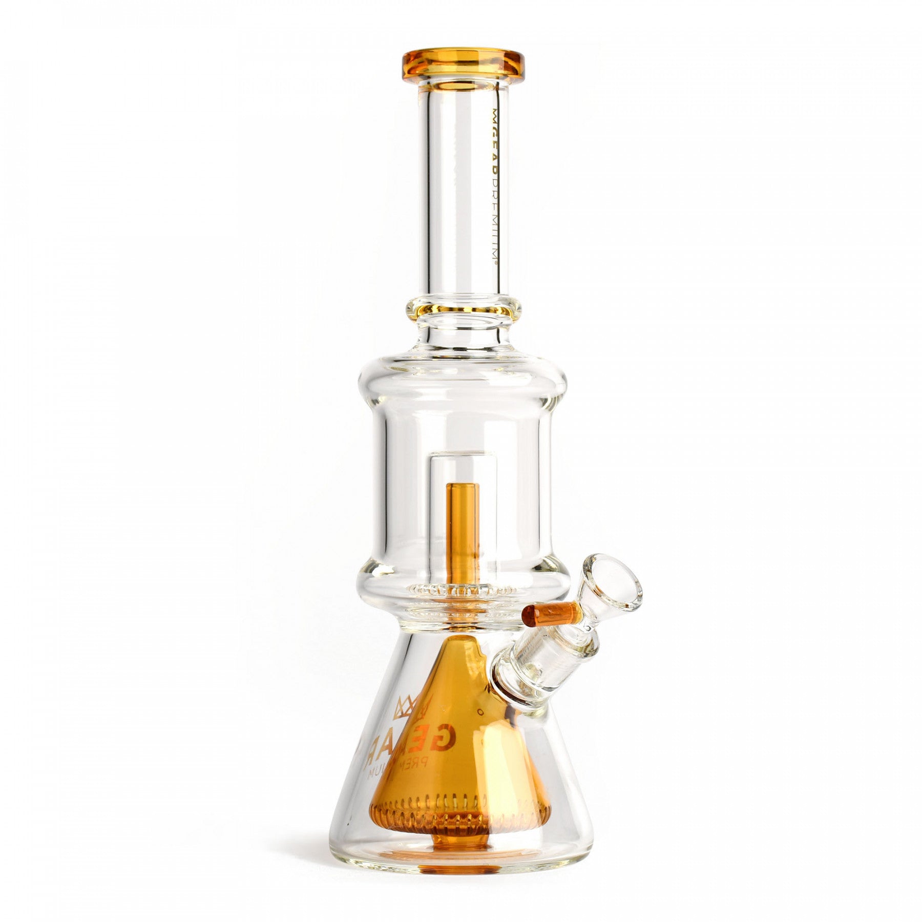 honey coloured dual base beaker bong with perc in halton