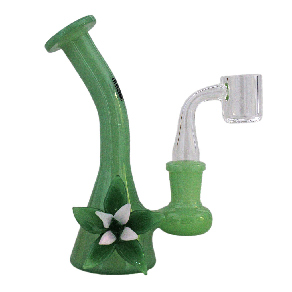 Glass Rig BoroSci 5.5" Bent Neck Flower Mini Beaker with Banger