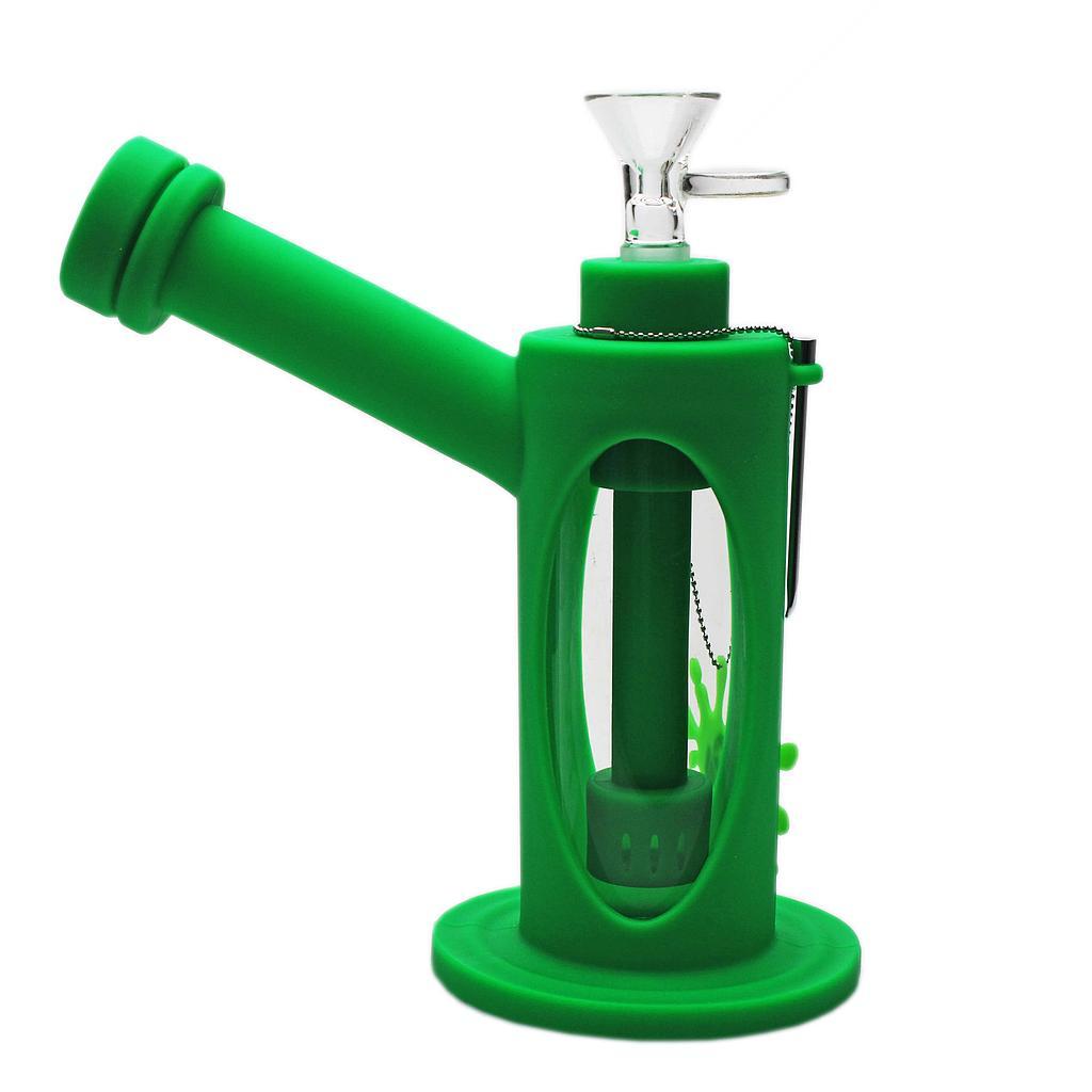 Hybrid Bubbler - Silicone & Glass - Dabware Platinum 8" Sidecar