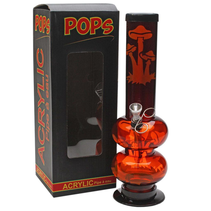 Acrylic Bong Pops 12" Ice Catcher Double Bubble Mushroom Patch