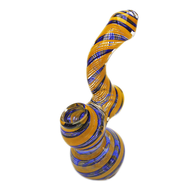 Glass Bubbler Genuine Pipe Co Stand Up Bubbler Color Swirl Yellow