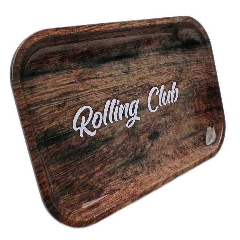 Rolling Club Metal Rolling Tray - Medium - Woodgrain