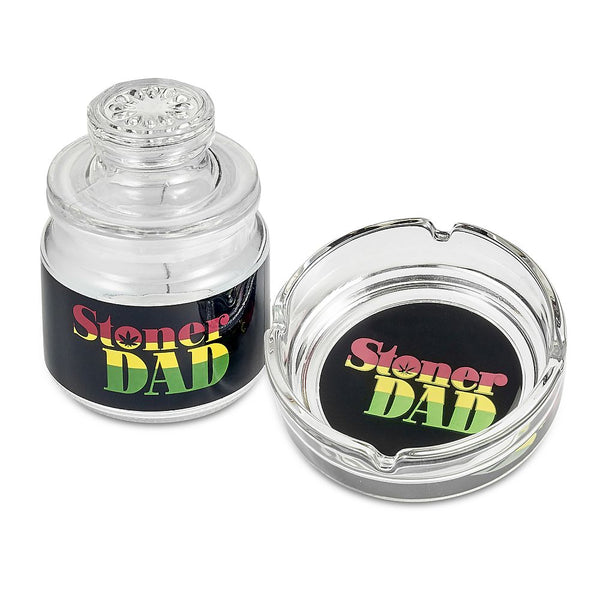 Glass Stash Jar And Ashtray Set Stoner Dad
