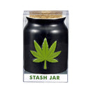Storage Jar Green Embossed Leaf Stash Jar
