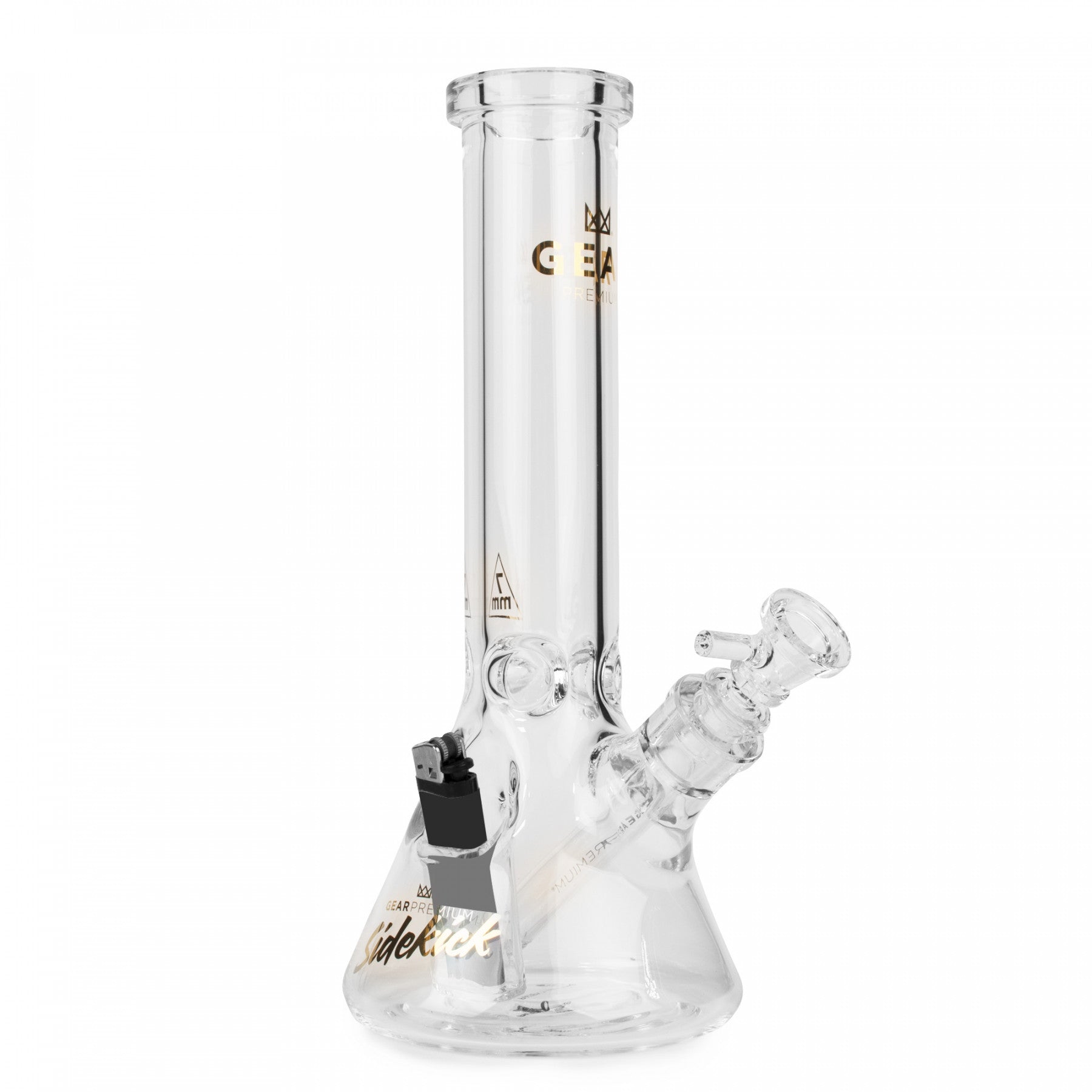 7mm 12" Solid Colour Sidekick Beaker Base w/Built In Lighter Holster